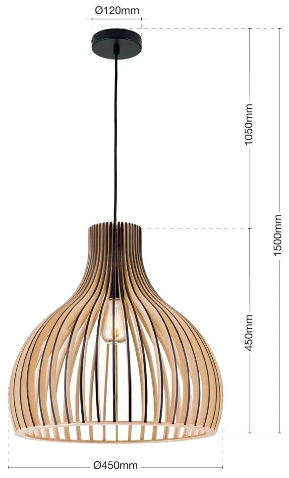 Lustra/Pendul modern din lemn stil scandinav ERIK D-45cm