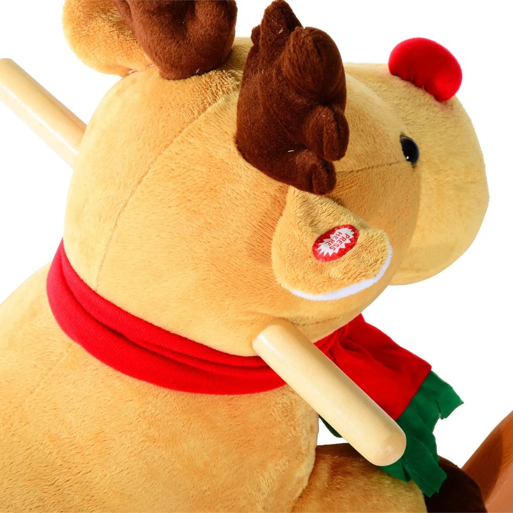 HomCom Renna a Dondolo in Peluches per Bambini, 61x29x45cm