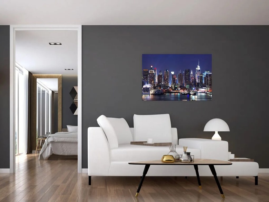 Tablou - Zgârie-nori din New York iluminate (90x60 cm)