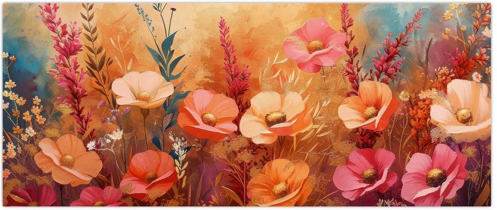 Tablou - Flori de pajiște, pictură (120x50 cm)