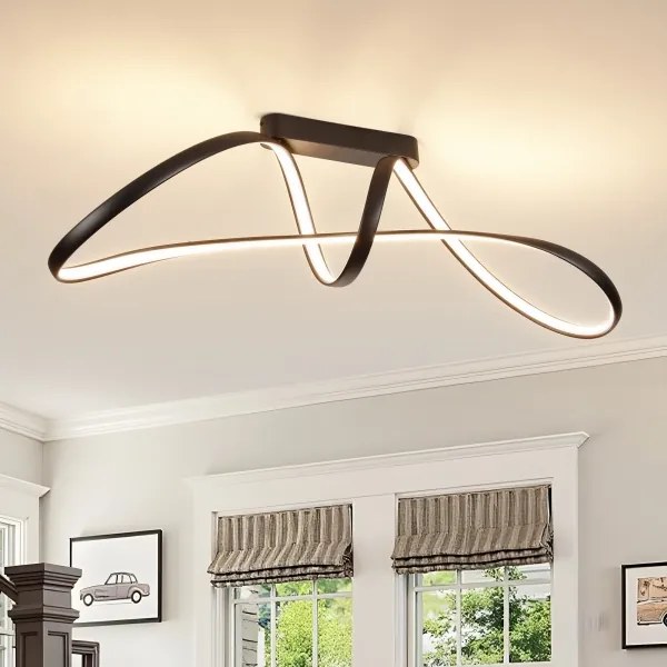 Brilagi-LED Lustră aplicată dimmabilă TWISTER LED/60W/230V 3000-6000K neagră + telecomandă