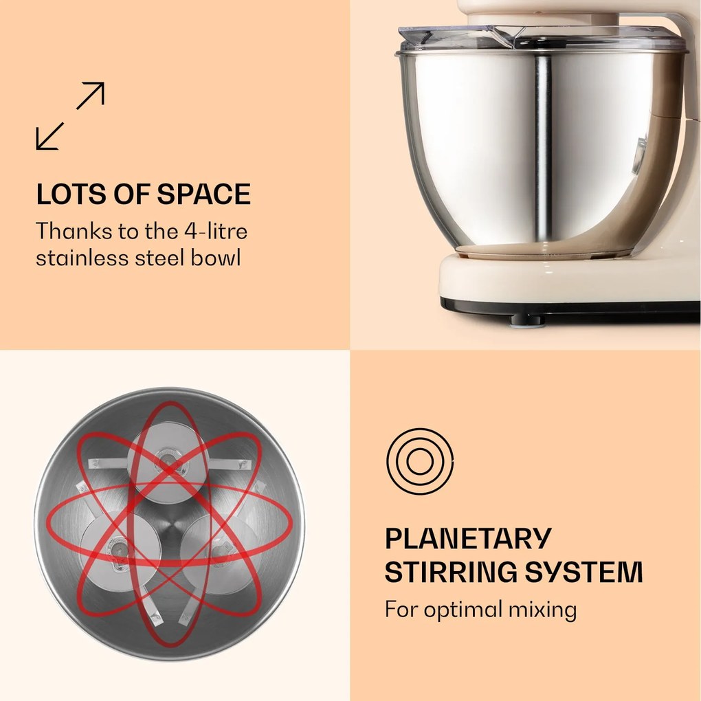 Klarstein Bella Mini Robot de mixare 1200 W 6 trepte 4 litri din oțel inoxidabil Funcție de pulsare