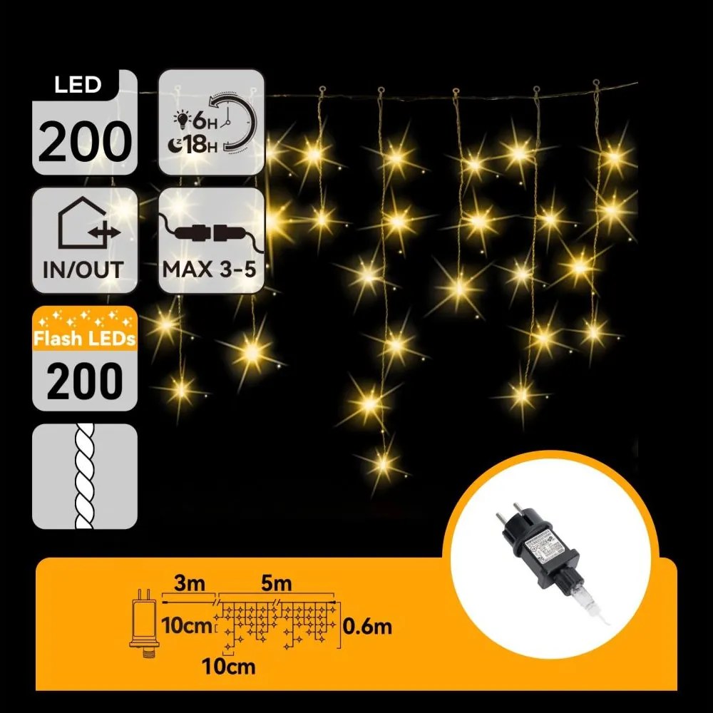 Aigostar - LED ghirlandă luminoasă de exterior pentru Crăciun 200xLED 8x0,6m IP44 alb cald