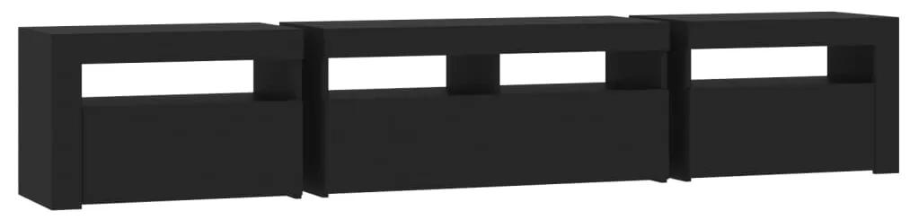 Dulap TV cu lumini LED, negru, 210x35x40 cm 1, Negru, 210 x 35 x 40 cm