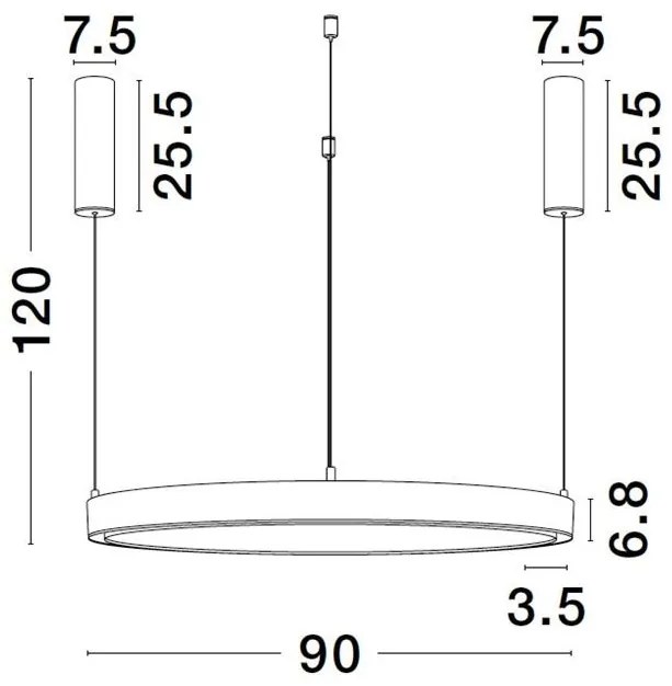 Sistem circular sina magnetica cu iluminat in partea superioara Breda 90cm