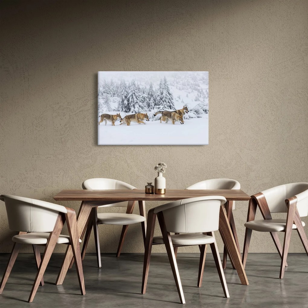 Tablou - Lupi în munți (90x60 cm)