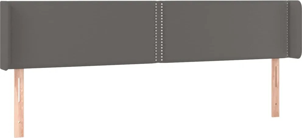 vidaXL Tăblie de pat cu aripioare gri 203x16x78/88 cm piele ecologică