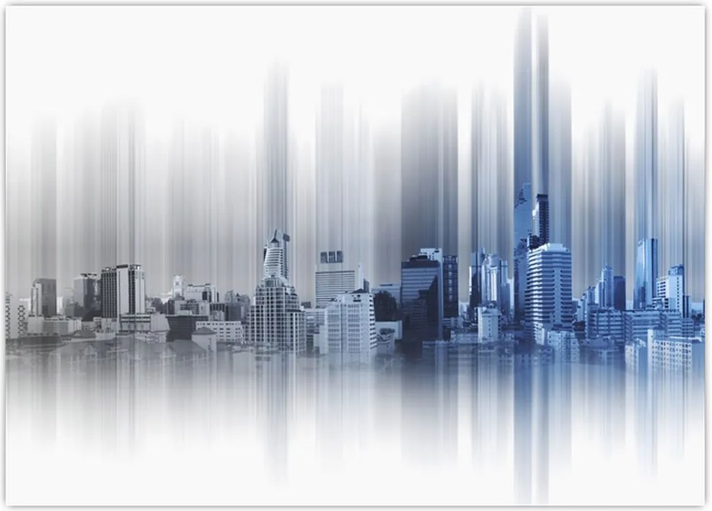 Tablou - Panorama orașului, albastru-gri (70x50 cm)