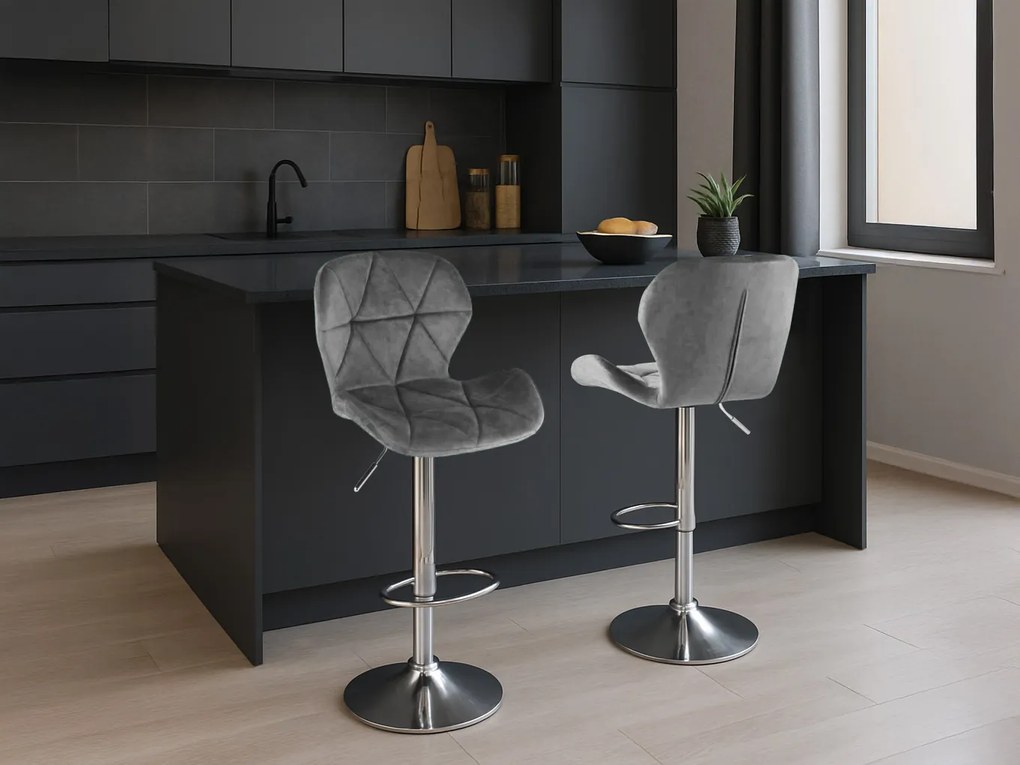 Scaun de bar WEST VELVET, gri