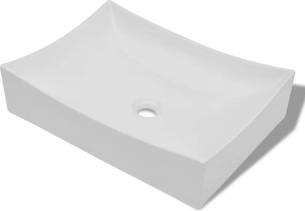 vidaXL Chiuvetă ceramică porțelan pt. baie, design artistic, alb extralucios