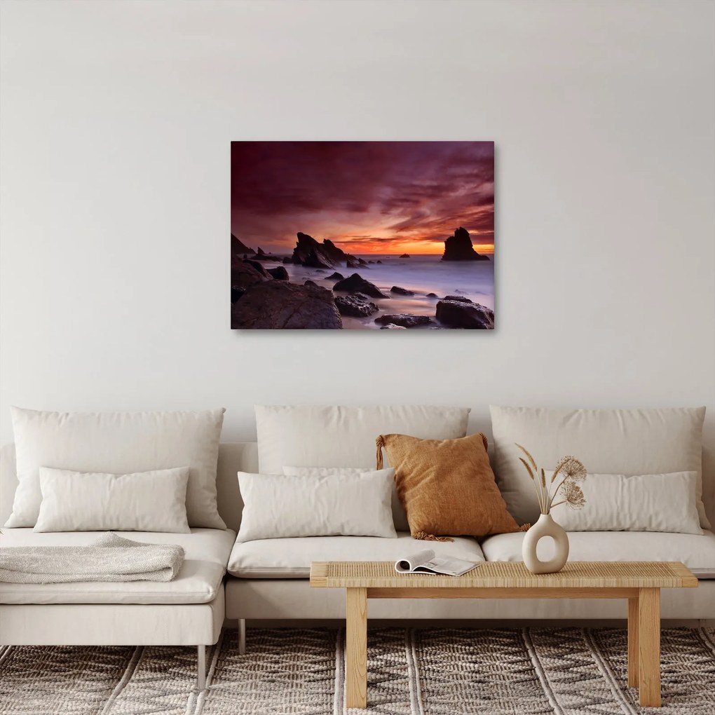 Tablou cu apus de soare pe mal (70x50 cm)