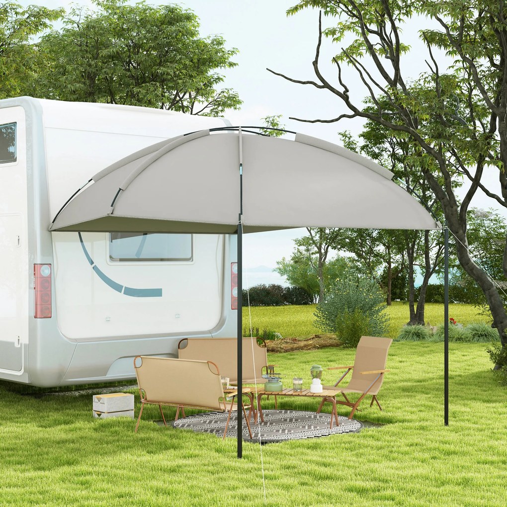 Outsunny Cort solare tonel barnum umbrar ajustabil în cupolă oțel poliester densitate mare 190T sac de transport inclus gri | Aosom Romania