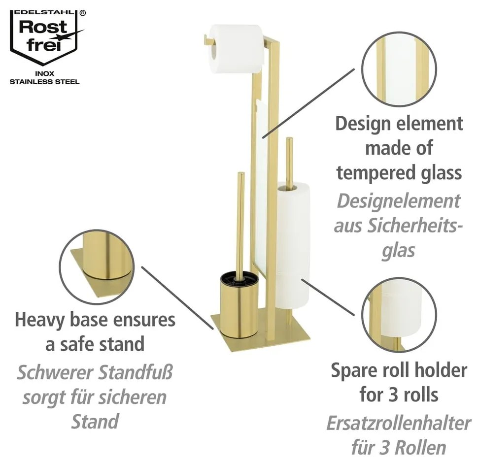 Suport pentru hârtie igienică auriu din oțel inoxidabil Rivalta – Wenko