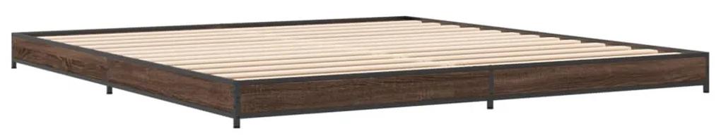 845130 vidaXL Cadru de pat, stejar maro, 200x200 cm, lemn prelucrat și metal