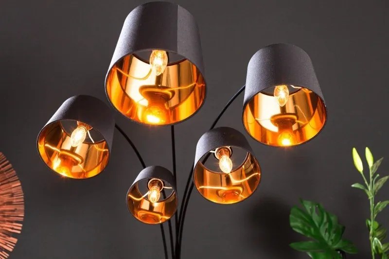 Lampadar tip arc cu 5 brate Levels negru/ auriu