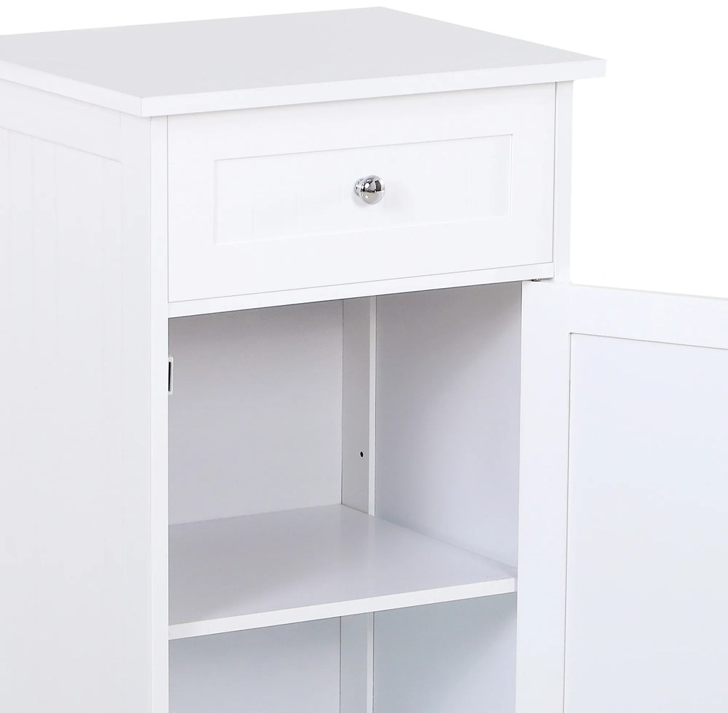Kleankin Mobilier Baie Modern cu Ușă Basculantă Sertar Spațiu Depozitare 43x34x77cm Alb | Aosom Romania