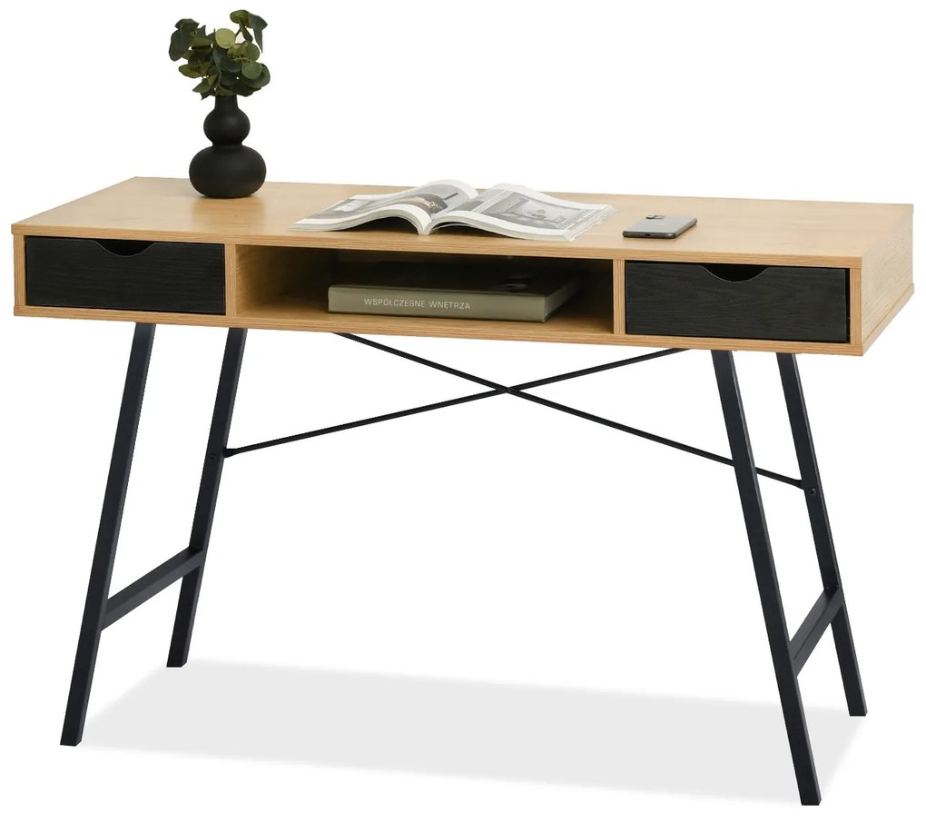 Masă PC Gavon (stejar negru + negru). Promo -23%. 1109759