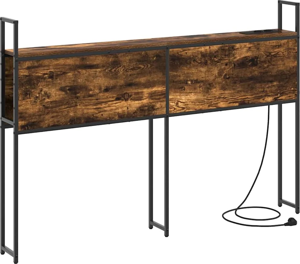 vidaXL Tăblie de Depozitare cu Stație de Încărcare Stejar afumat