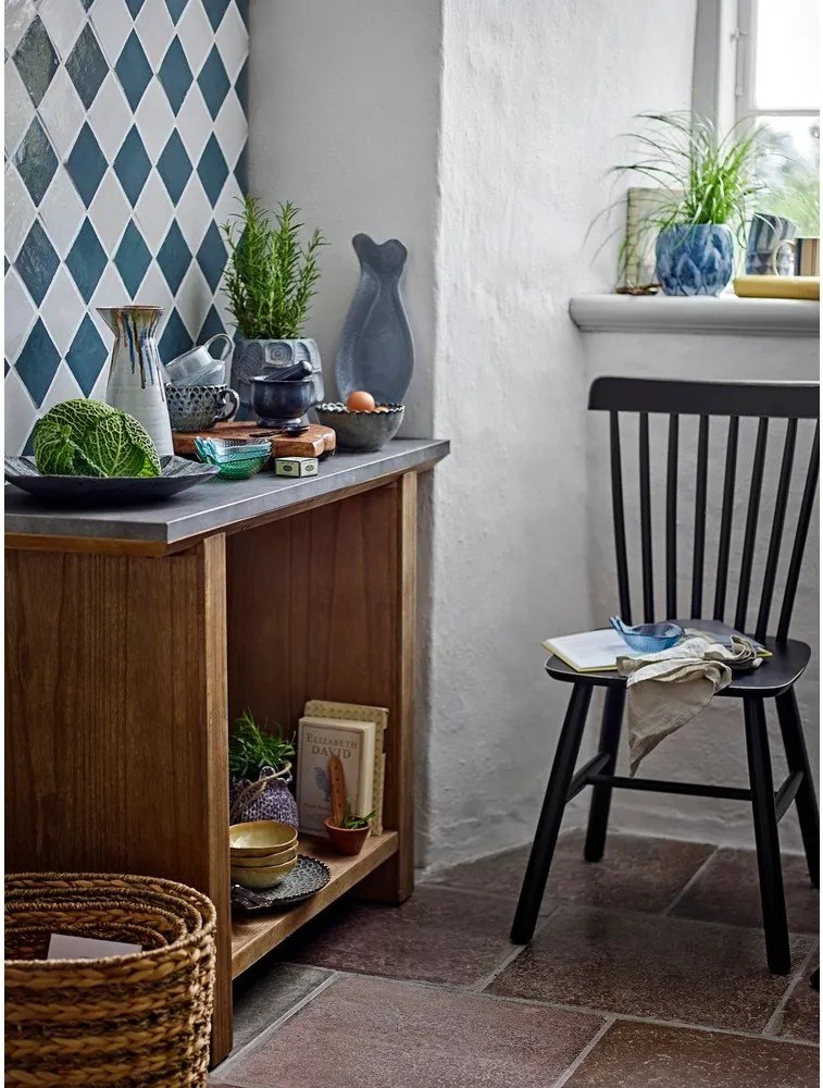 Masă consolă în culoare naturală cu blat metalic 40x110 cm Riva – Bloomingville