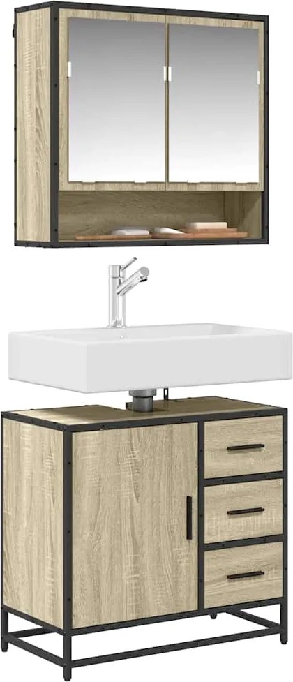 vidaXL Dulap de chiuvetă baie stejar sonoma 65x33x60 cm lemn prelucrat