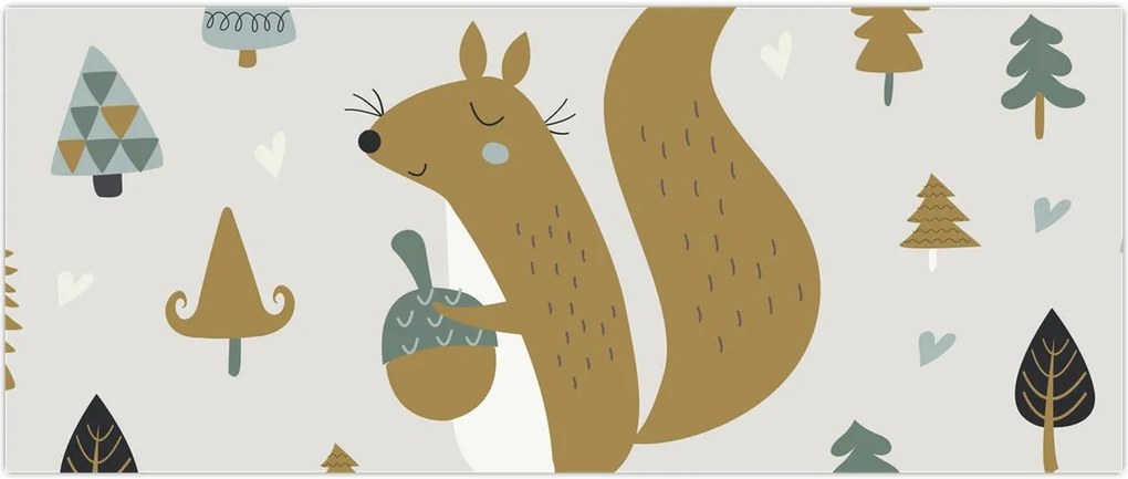 Tablou - Veveriță cu o nucă (120x50 cm)