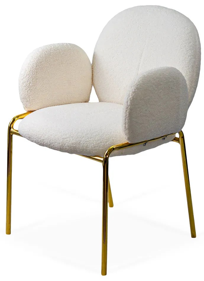 Scaun dining crem din material boucle cu aspect elegant BUC 282