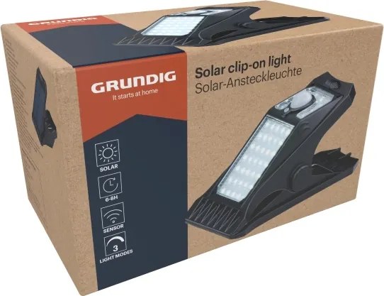 Grundig - Lumină solară LED cu senzor CLIP-ON LED/9W/3,7V IP44