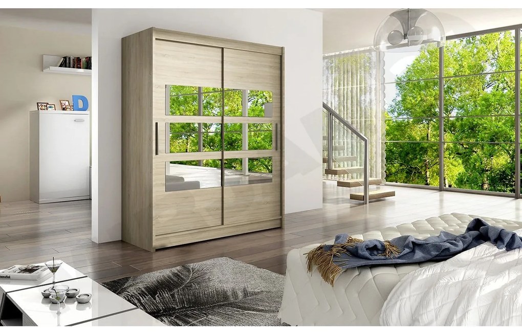 Dulap cu uși glisante Primrose VII (stejar sonoma) (fără iluminare). Promo -17%. 1058469