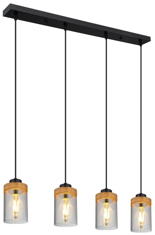 Lustra cu 4 pendule design modern FINCA negru mat, maro inchis