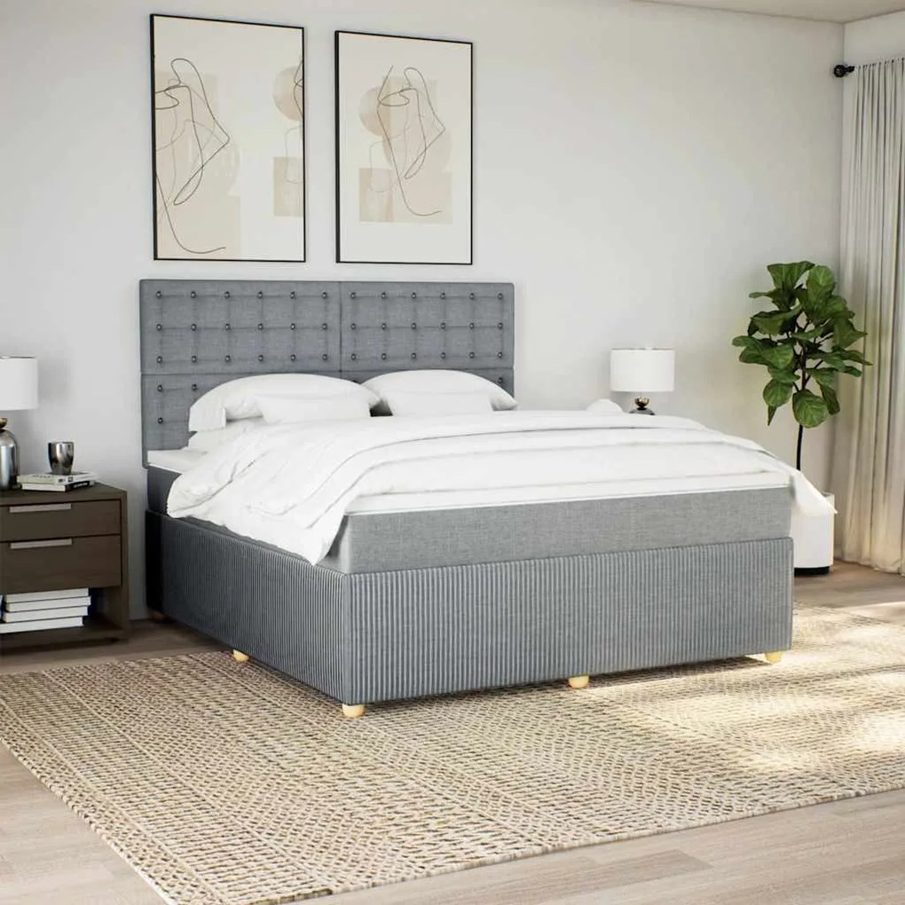 vidaXL Pat continental, gri deschis, 180x200 cm, material textil