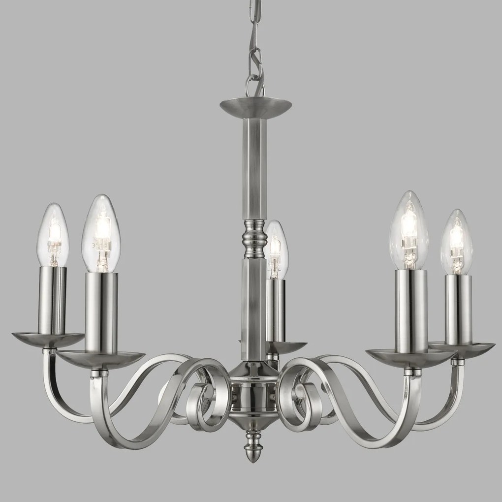 Lustra clasica suspendata design traditional Richmond 5L argintiu 1505-5SS SRT