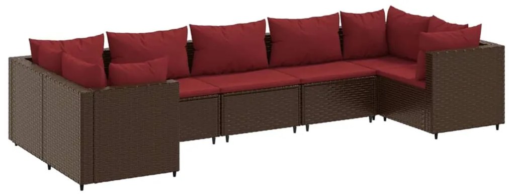 3308261 vidaXL Set mobilier de grădină cu perne, 7 piese, maro, poliratan