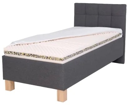 Pat tapițat MARIA ONE 90 x 200 cm, cu saltea și spațiu de depozitare, gri