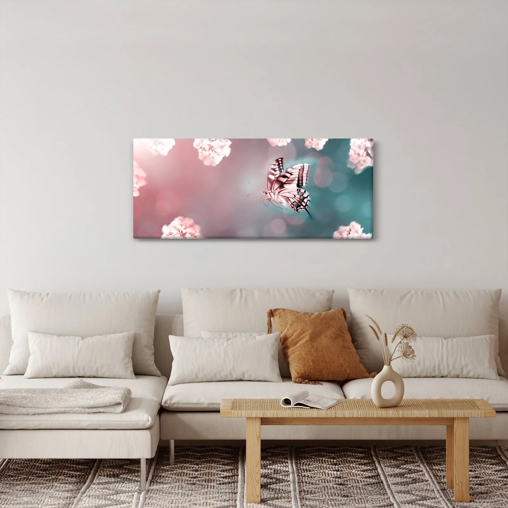 Tablou - Fluture între flori (120x50 cm)