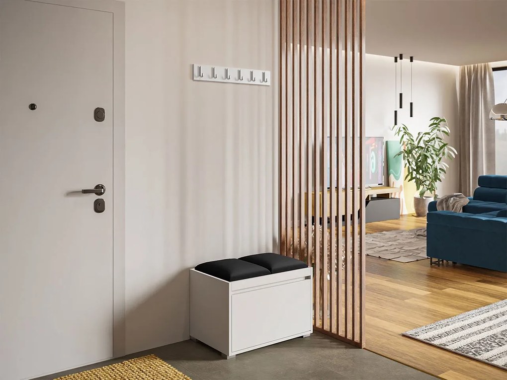 Mobilier pentru hol Kendora 60 + 2 buc. panouri tapițate de perete Pag 30x30 (Alb) (Manila 18). 1059731