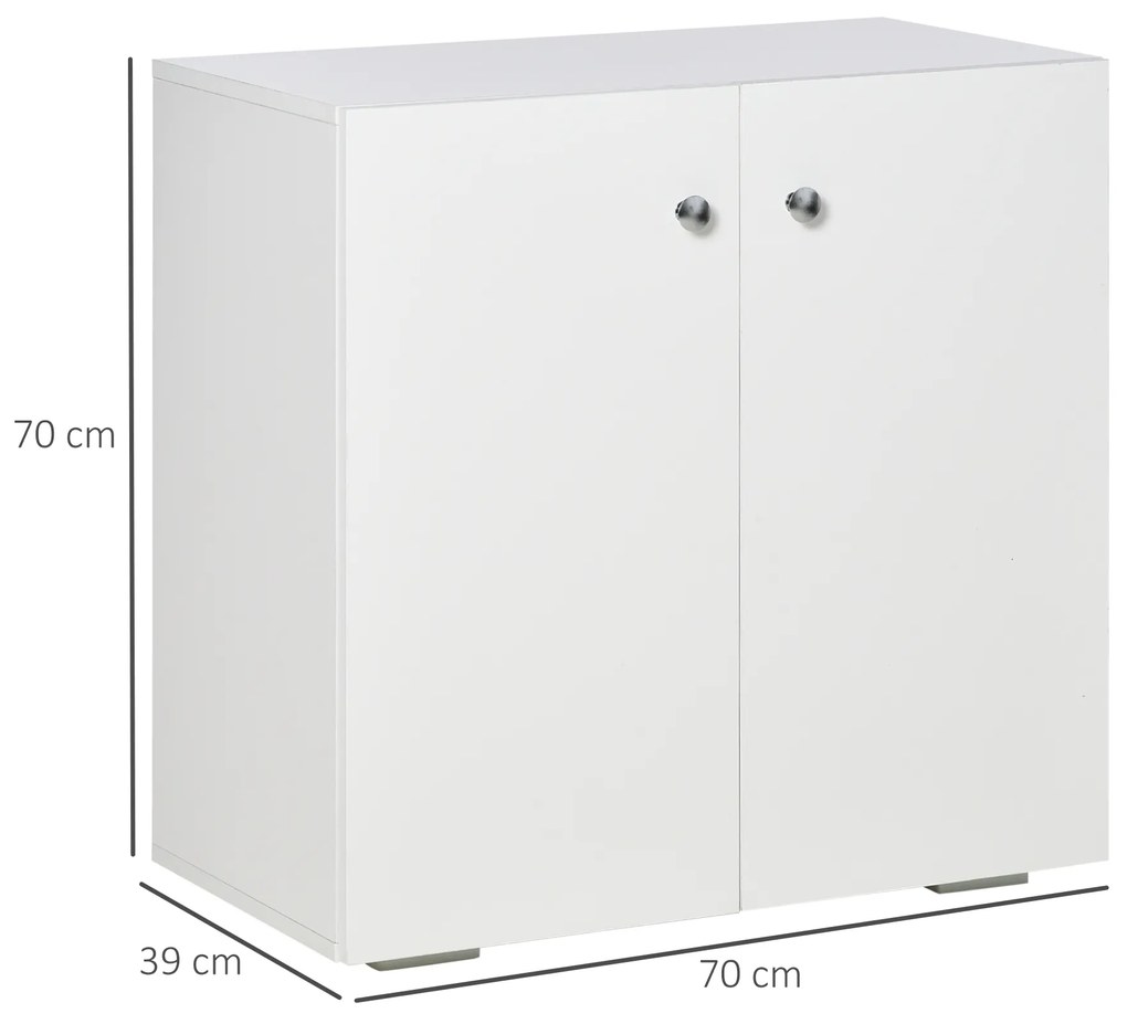 HOMCOM Aparador de Salón con 2 Puertas Armario Auxiliar con 2 Estantes para Libros Ropa Juguetes Estilo Moderno 70x39x70 cm Blanco | Aosom Romania