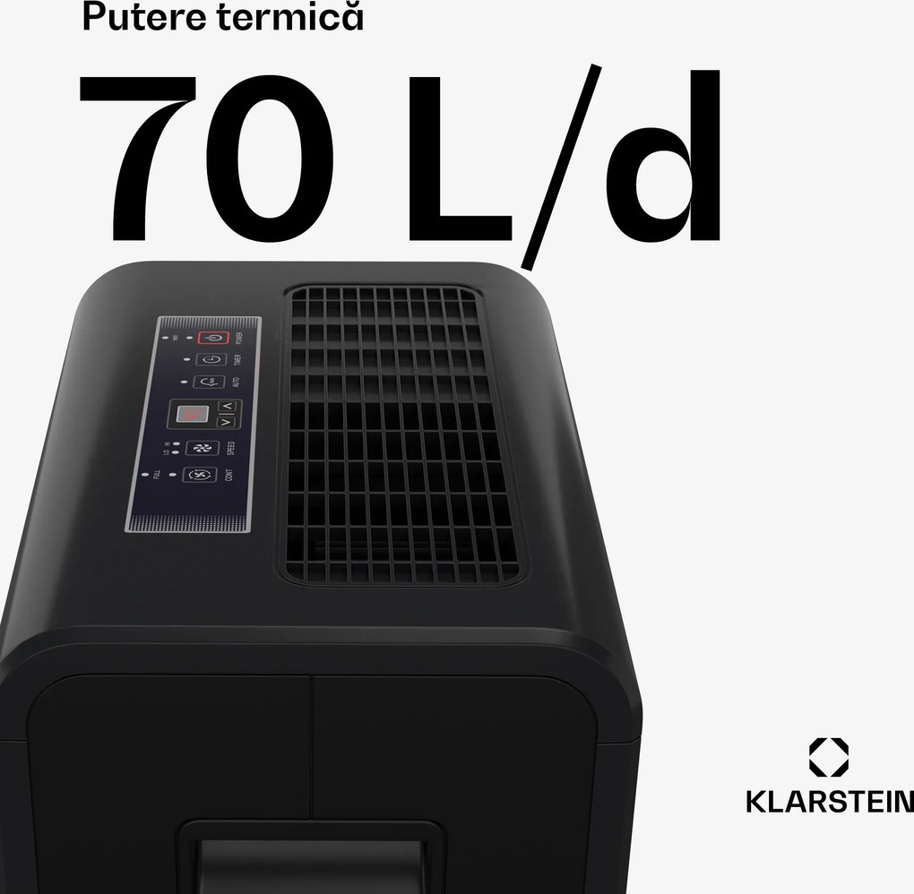 Klarstein DryFy Connect 70 dezumidificator, 70 l / zi, până la 140 m², control prin aplicație, mobil, rezervor de apă
