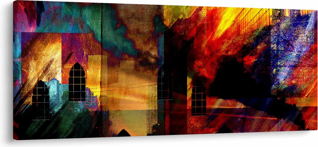 Tablou - Oraș colorat, abstracție (120x50 cm)