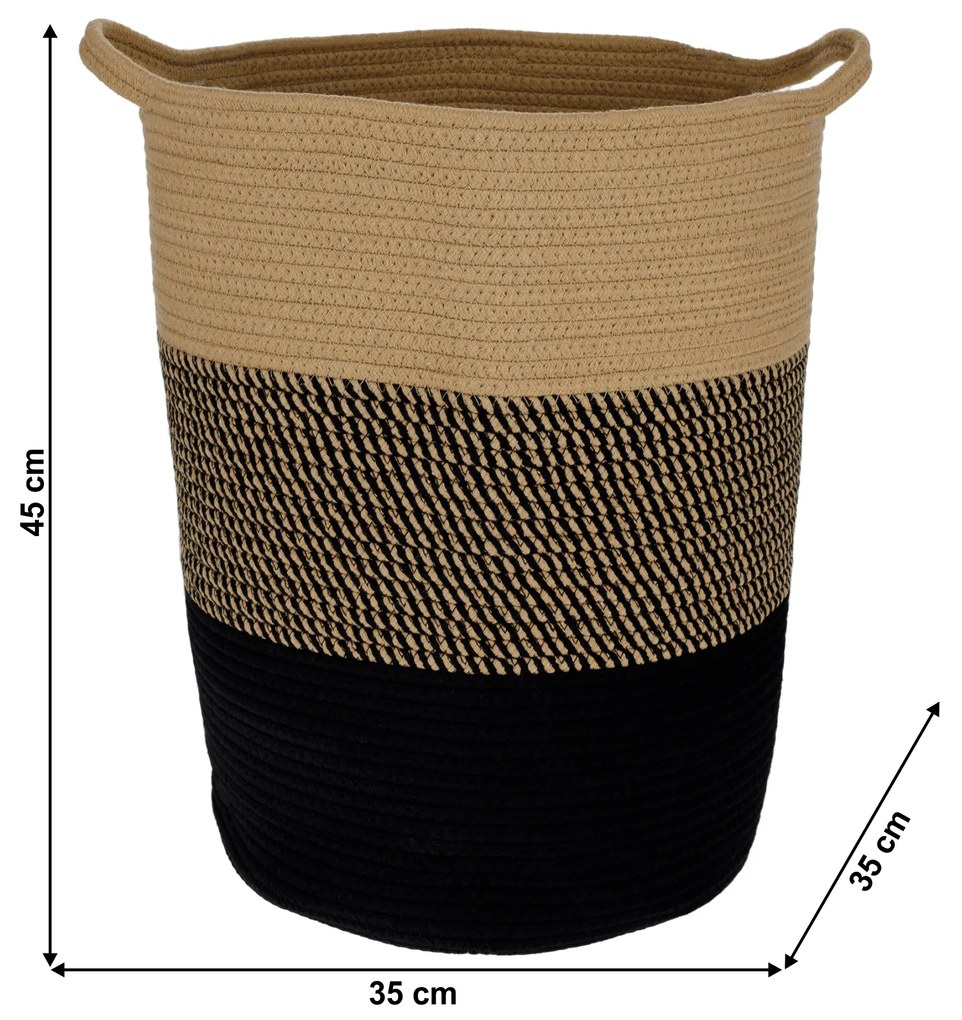 Coş tricotat natural/ model/ negru, 35x45 cm VIDAN