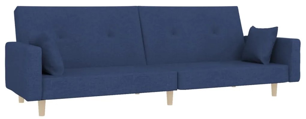 337326 vidaXL Canapea extensibilă cu 2 locuri, 2 perne, albastru, textil