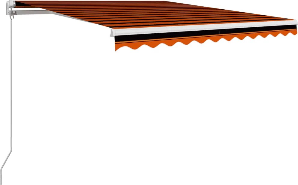 vidaXL Copertină retractabilă manual, portocaliu & maro, 350 x 250 cm