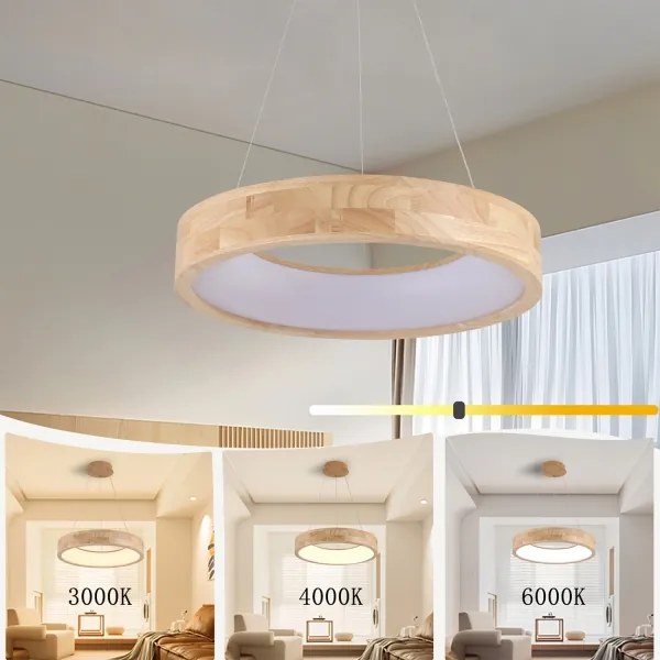 Brilagi -LED Lustră suspendată pe cablu FALCON WOOD LED/30W/230V 3000/4000/6000K 45 cm lemn