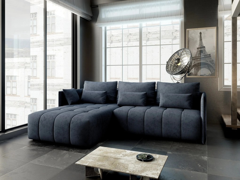 Colțar extensibil dumonde cu ladă de depozitare si sezut confortabil din spuma high-density, Malta Enjoy Antracit 235x185 cm