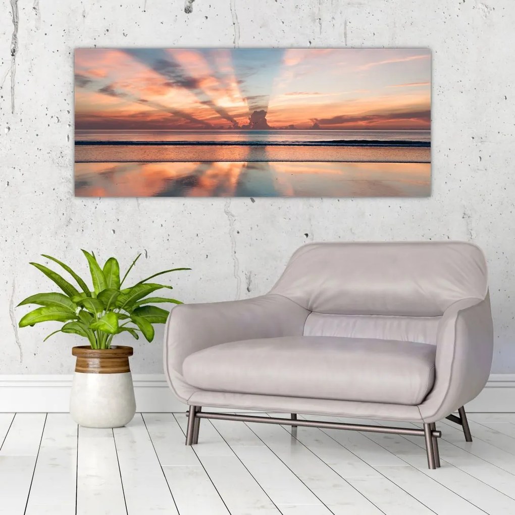 Tablou cu razele solare deasupra plajei Dayton (120x50 cm)
