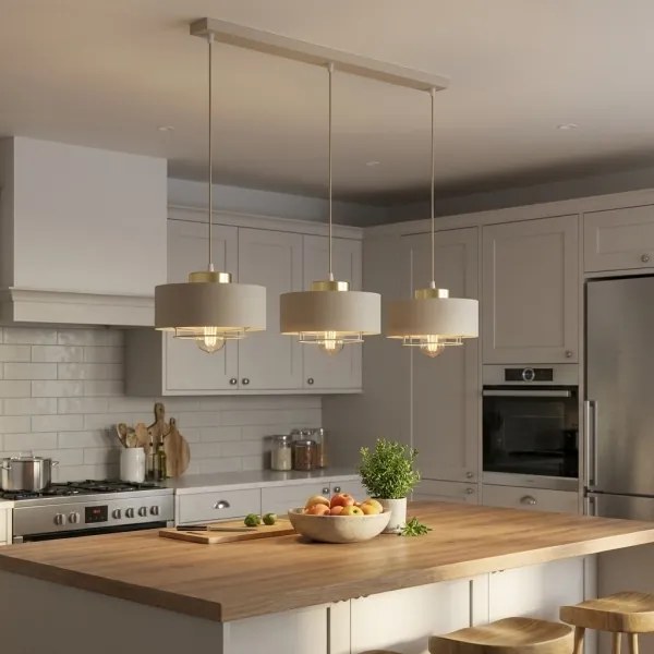 Brilagi - Lustră pe cablu SPRING 3xE27/60W/230V bej/auriu