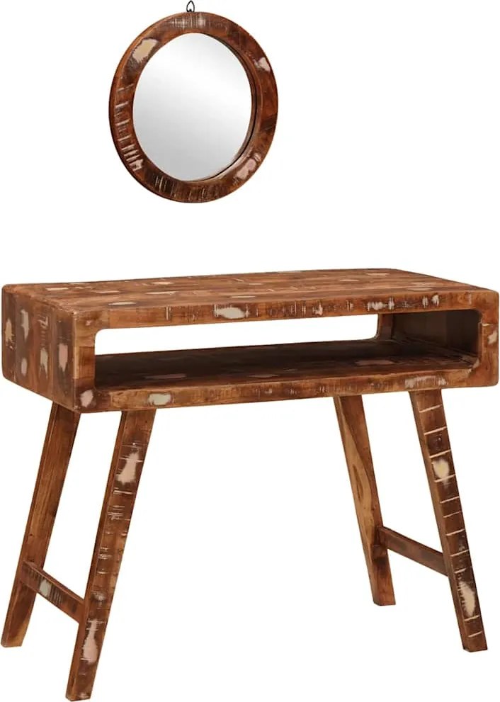 vidaXL Masă de Machiaj Maro 90 x 76 x 45 cm Lemn recuperat masiv