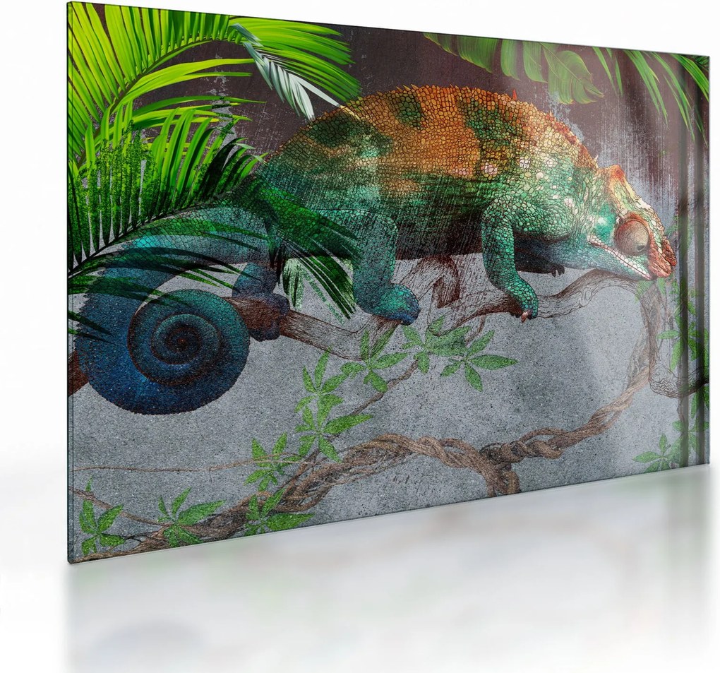 Tablou pe sticlă - Cameleon (70x50 cm)