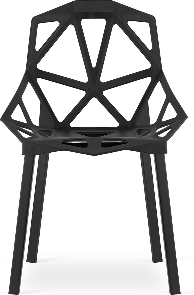 Set de masa 1 + 4, masa TESSA 120x60 cm neagra/decor stejar + scaun plastic negru ESSEN