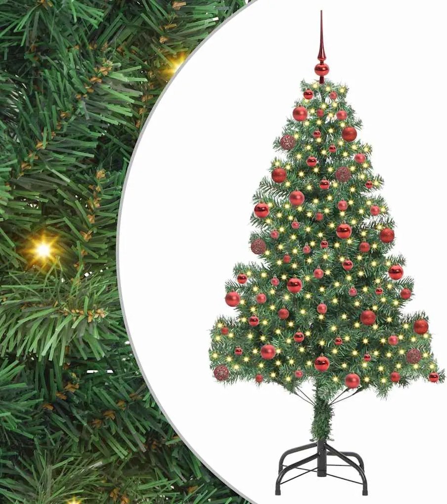 vidaXL Brad de Crăciun cu 300 LED cu suport Verde 180 cm PVC