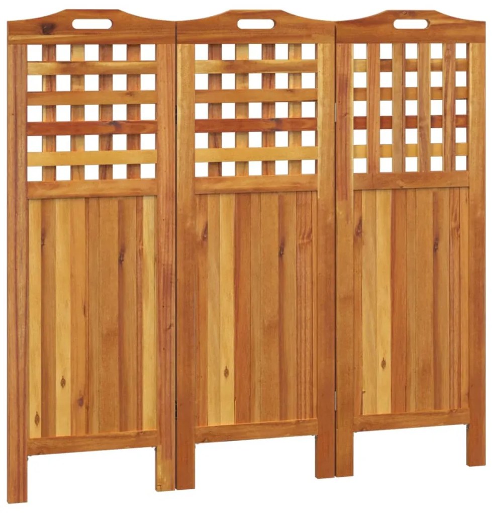 318546 vidaXL Paravan de cameră 3 panouri 121,5x2x115 cm lemn masiv de acacia
